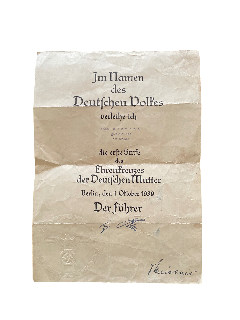 Mutterkreuz met oorkonde